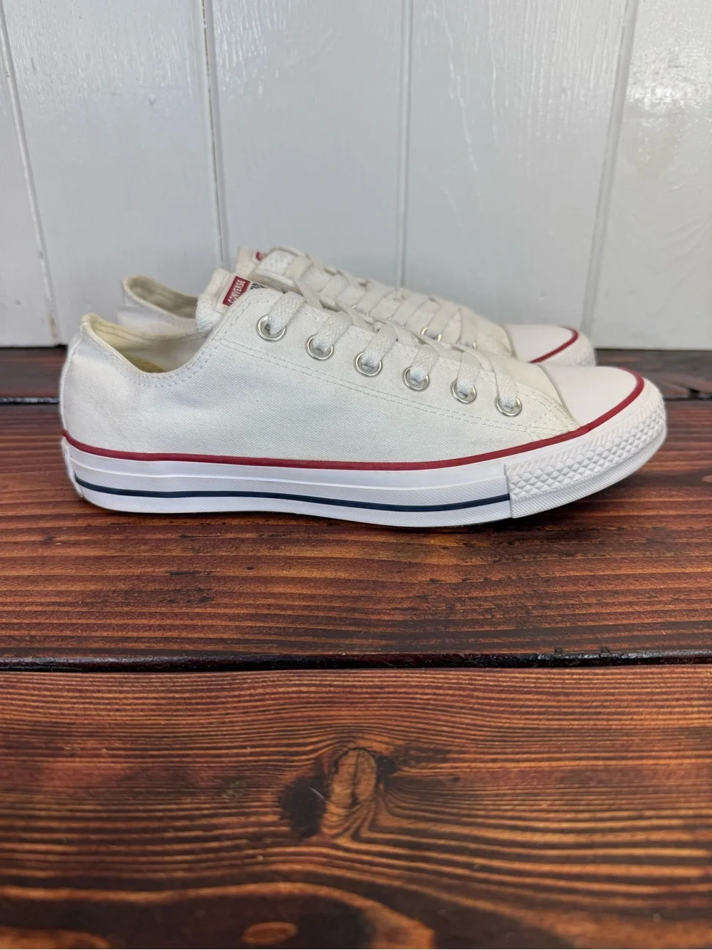 Converse Chuck Taylor All Star Low Top White Canvas Sneakers Size 8